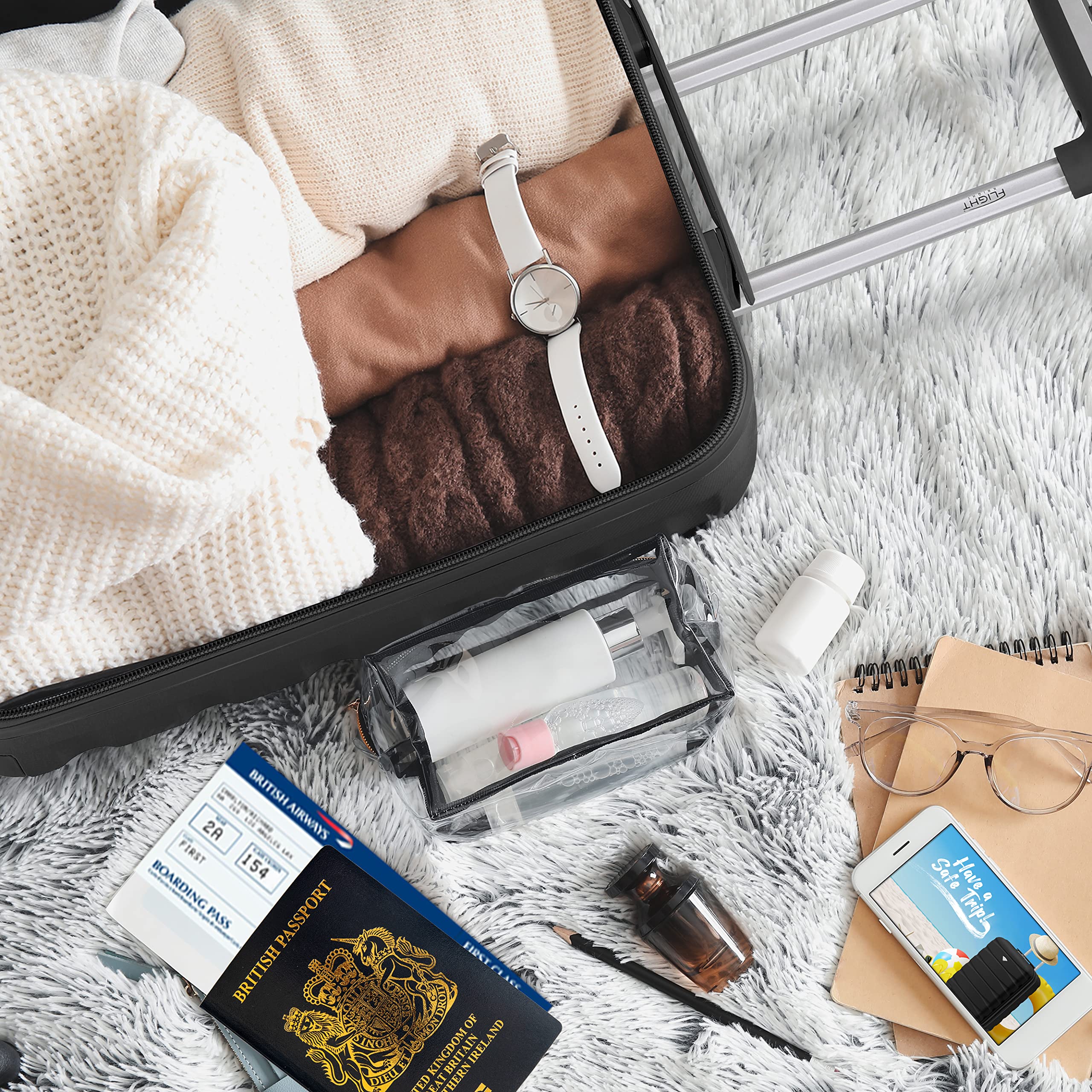 Flight Knight 55 x 40 x 23 cm Cabin Bag, Suitcase for Lufthansa & Over 30 Airlines Including British Airways, EasyJet Travle Bag- Lightweight Durable 4 Wheel Carry On Suitcase, Hard Shell- 55x40x23