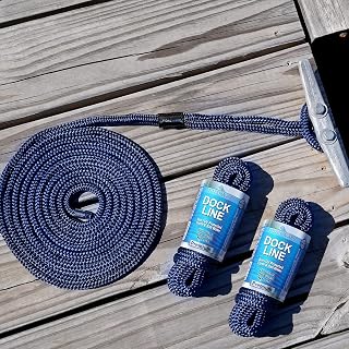 Tidal Wake Marine Grade Double Braided Nylon Dock Lines with 12” Eyelet Loop– Premium Boat Mooring Ropes 3/8" x 15 ft, Weather Resistant, 4 Packs – Navy Blue
