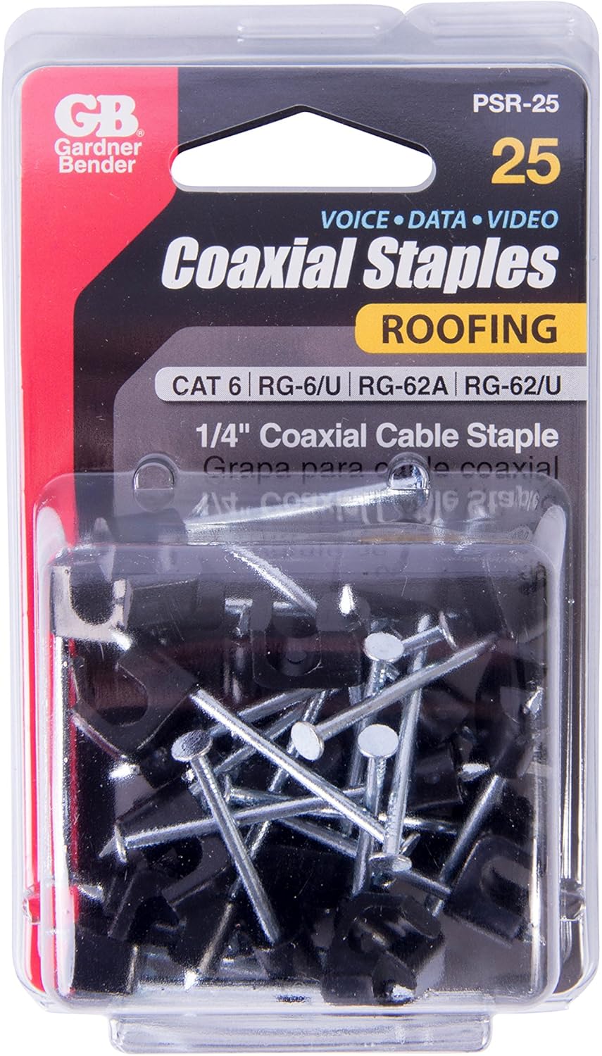 Gardner Bender PSB-165 50Pk 1/4 Coaxial Staple, black