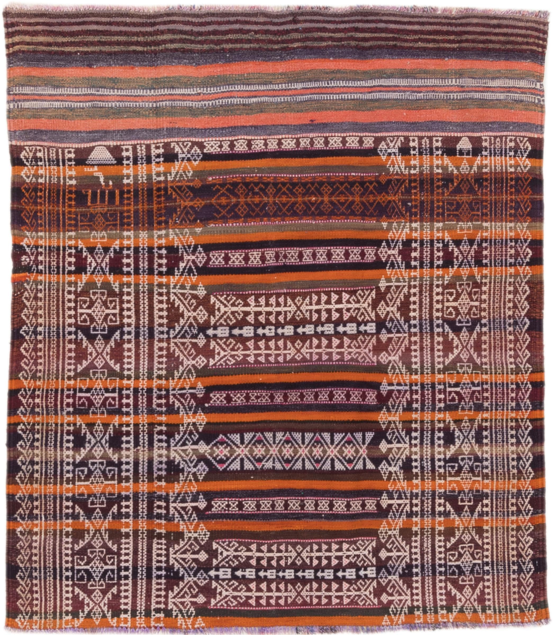 Tapis Kilim Afghan Heritage en laine tissé main 135x154 d'orient