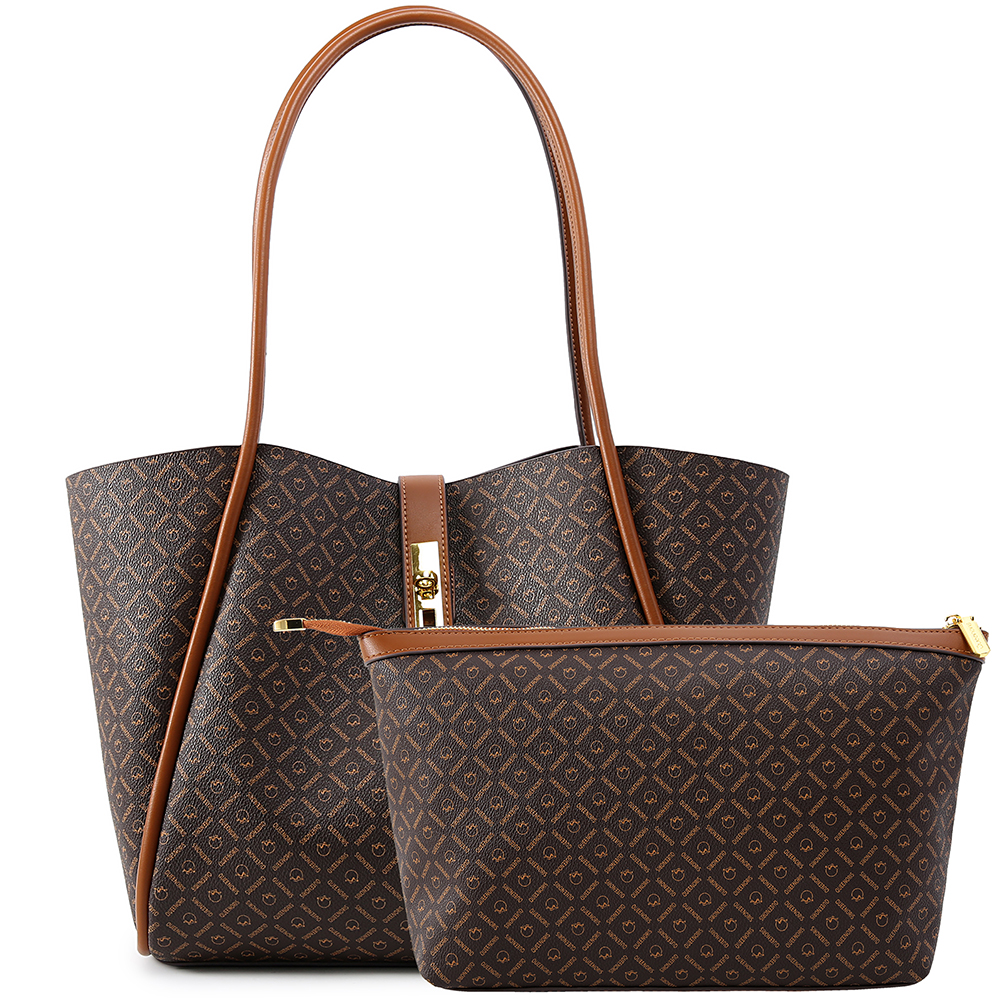 Bolso tote para mujer Queenoris, bolso de mano y hombro con asa superior, de gran capacidad, diseño retro y elegante, con clutch incluida | PVC miniatura 7