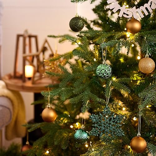 Miniatura 51 de Valery Madelyn Juego de adornos decorativos para árbol de Navidad para otoño, Halloween, 50 unidades de 2.36 pulgadas, rojo, verde y dorado