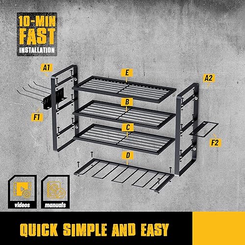 Miniatura 2 de Zhirxo Organizador de herramientas eléctricas, soporte de pared para 4 taladros (4 capas)