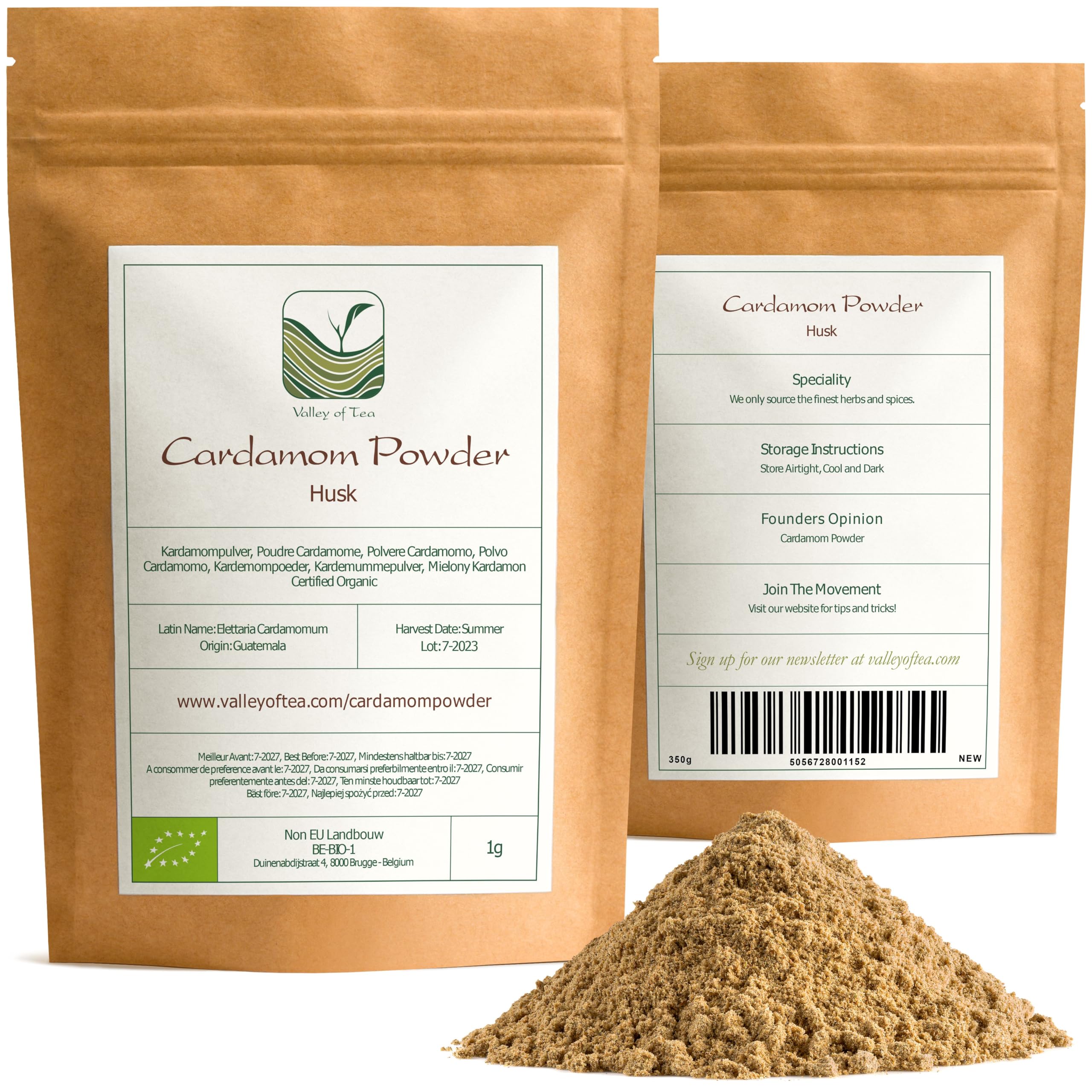 Cardamomo Molido en Polvo - Especia Ecológica Fina - Formato Pequeño | listo para espolvorear en cafés postres y curris al instante - aroma cítrico y mentolado muy intenso