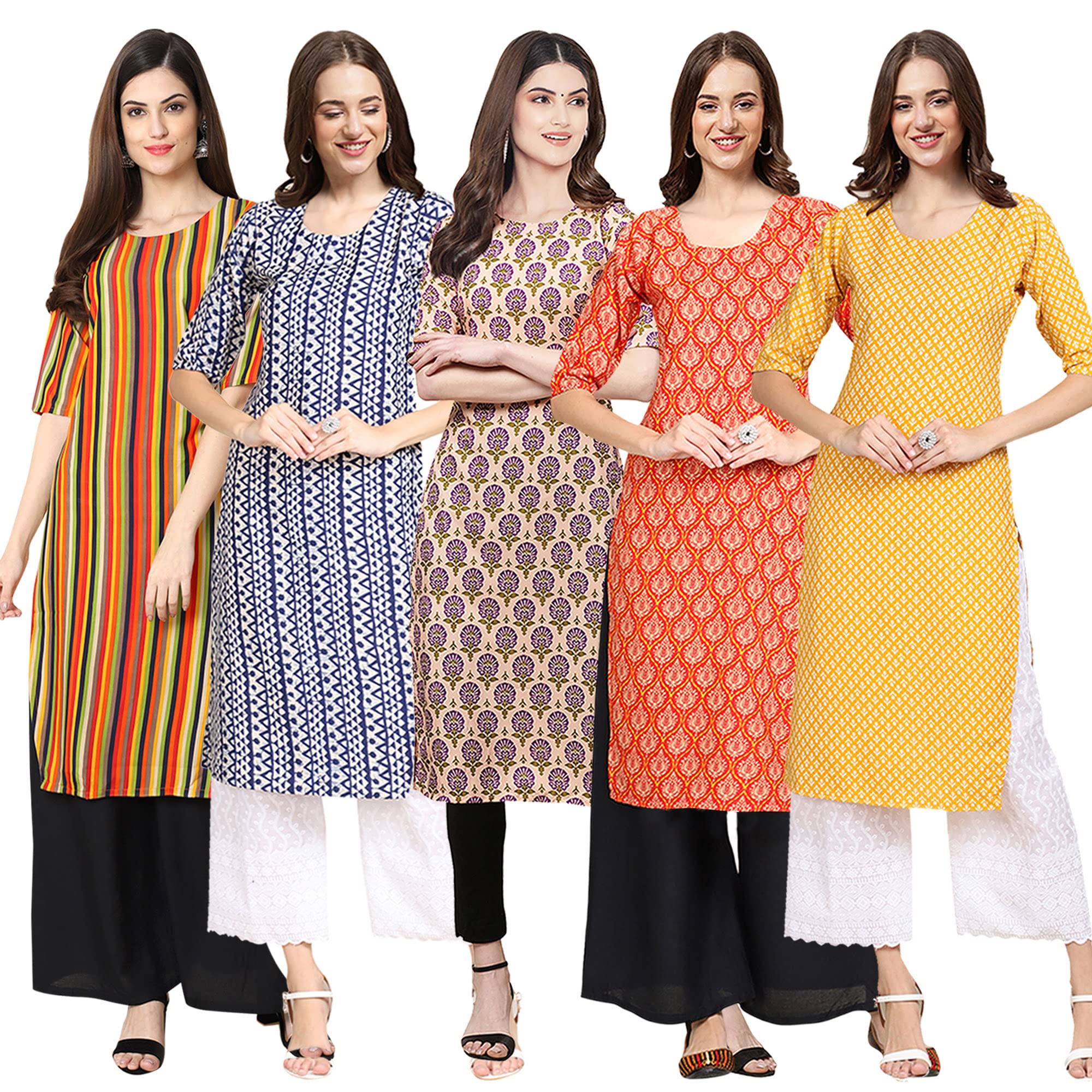 Pinkmint Women's Crepe Digital Print Straight Kurta (M-356-348-332-354-350-Xl)
