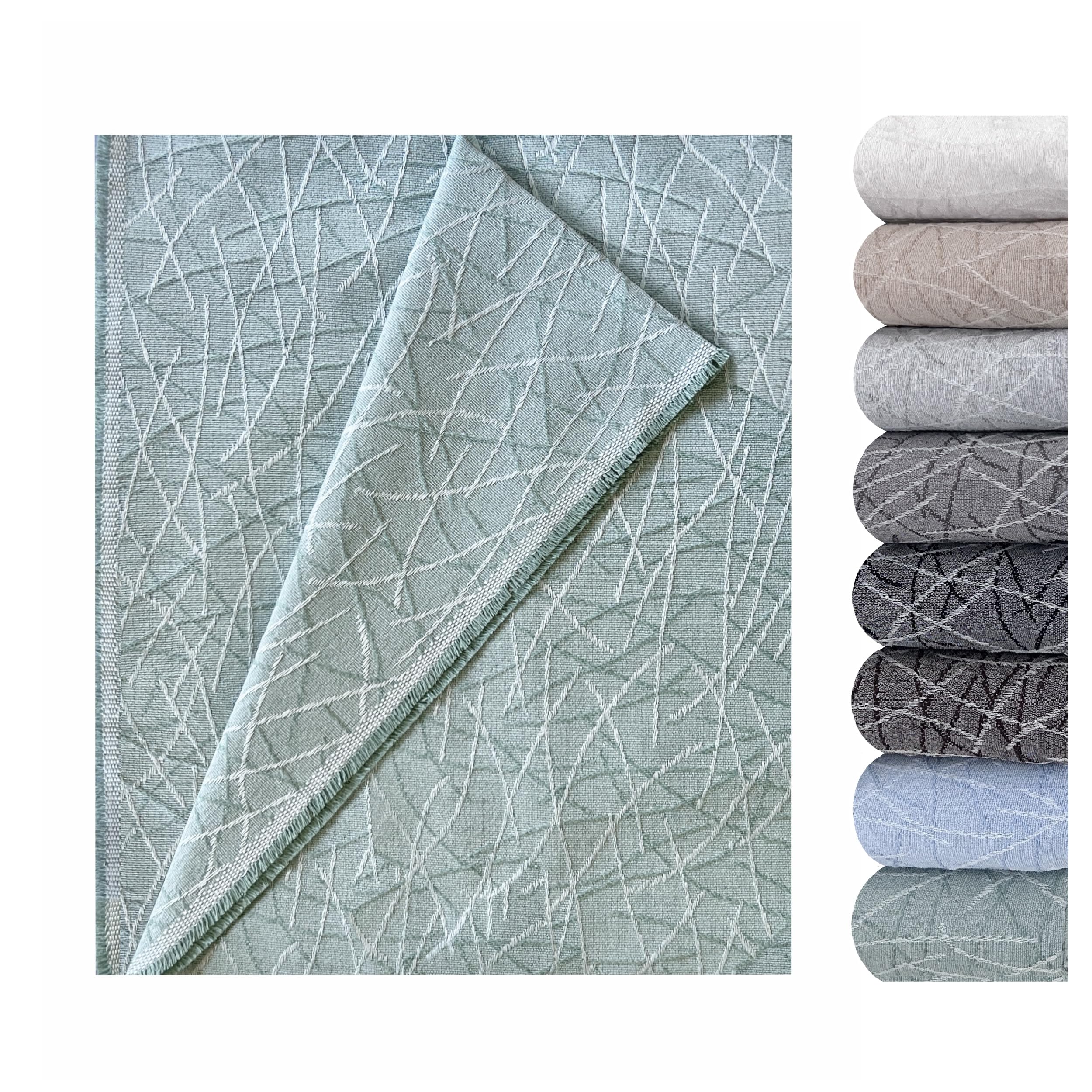 GFD Textiles – Foulard Lagos Green Bedspread 230 x 290 cm | Plaid Foulard Protective Blanket for Large Sofa and King Bed | Jacquard Design