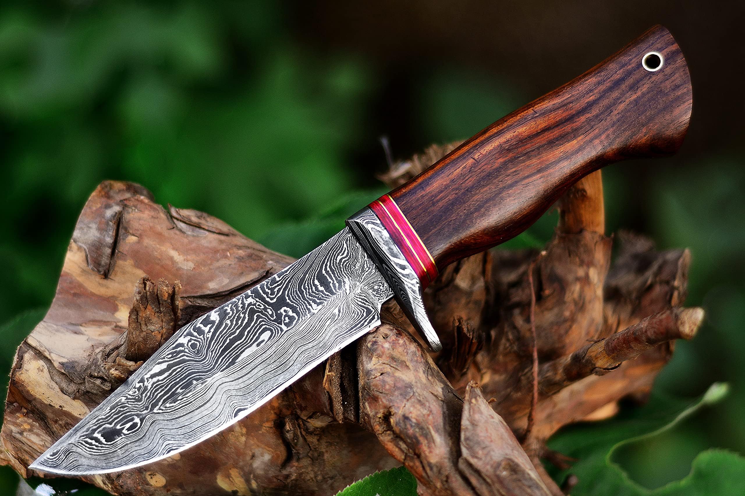 SHARD Hunting knife, Handmade Damascus Hunting Knife, Damascus Steel Hunting Knife with Sheath,Fixed blade Knife for Men,Full Tang Knife,Camping Knife, Skinning Knife,Survival Knife