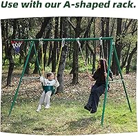 Vista 5 de Asiento de columpio para niño con respaldo alto y cadenas revestidas amarillas, totalmente montado, accesorios para columpio para bebés