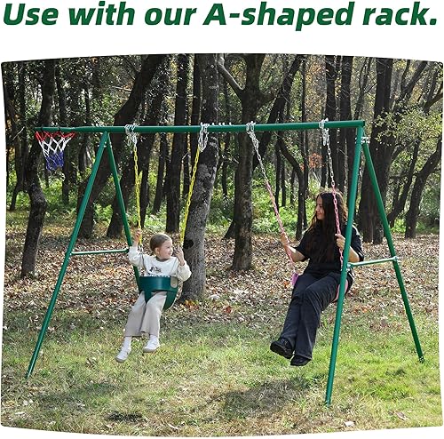 Miniatura 5 de Asiento de columpio para niño con respaldo alto y cadenas revestidas amarillas, totalmente montado, accesorios para columpio para bebés