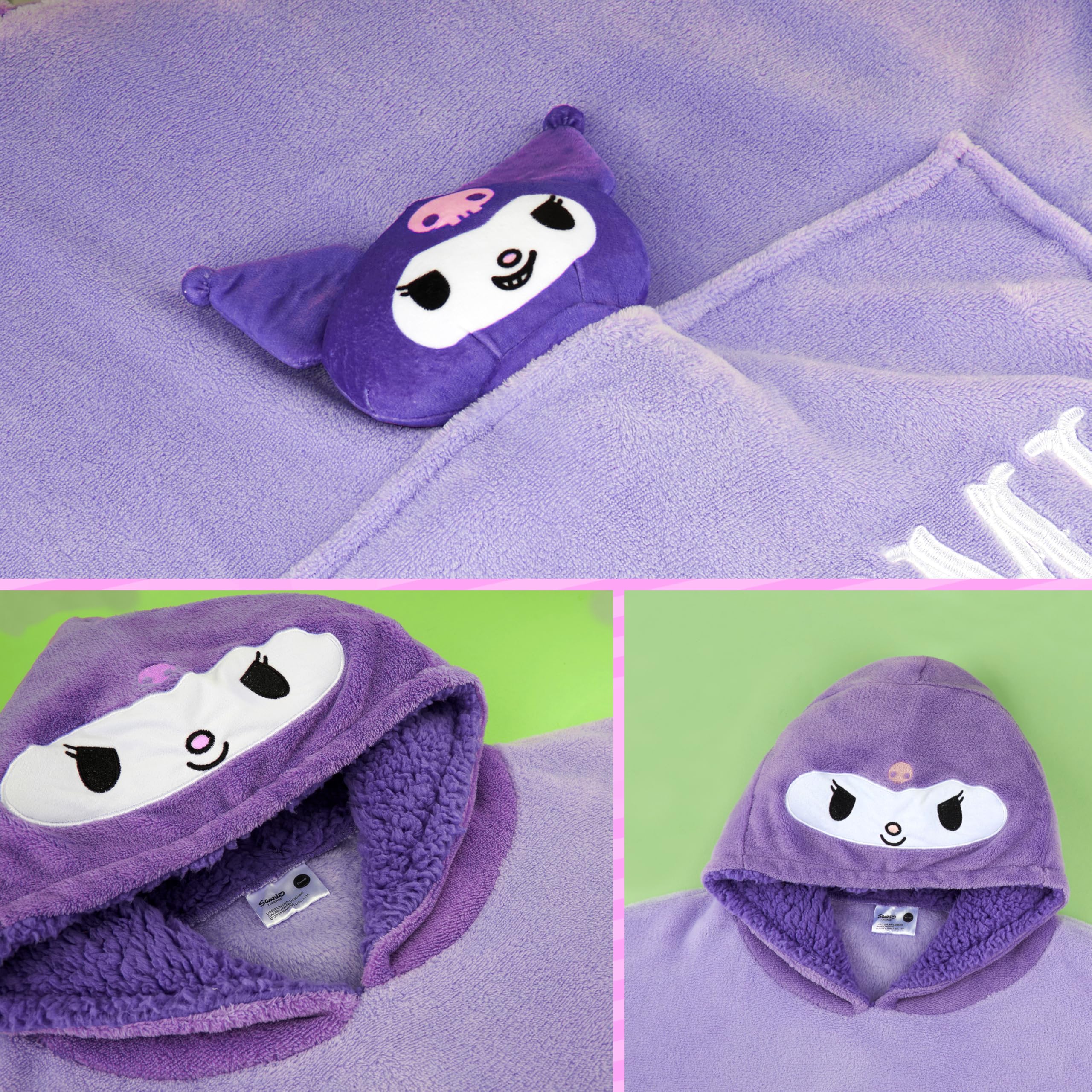 Hello Kitty Sanrio Felpa Coperta Bambina Adolescenti con Cappuccio, Kawaii Oversize Coperta Indossabile, Anime Regalo Ragazza
