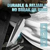 Vista 5 de Omesio Tanto Fixed Blade Knife with Kydex Sheath, Outdoor Survival Knife, Tactical Knife Full Tang 420 Stonewashed Steel G10 Handle, Camping Hiking