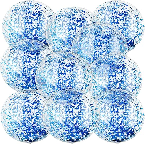 Chivao 10 bolas de playa inflables con purpurina, bolas de piscina jumbo de 24 pulgadas y 16 pulgadas, bolas de playa para piscina, decoración de