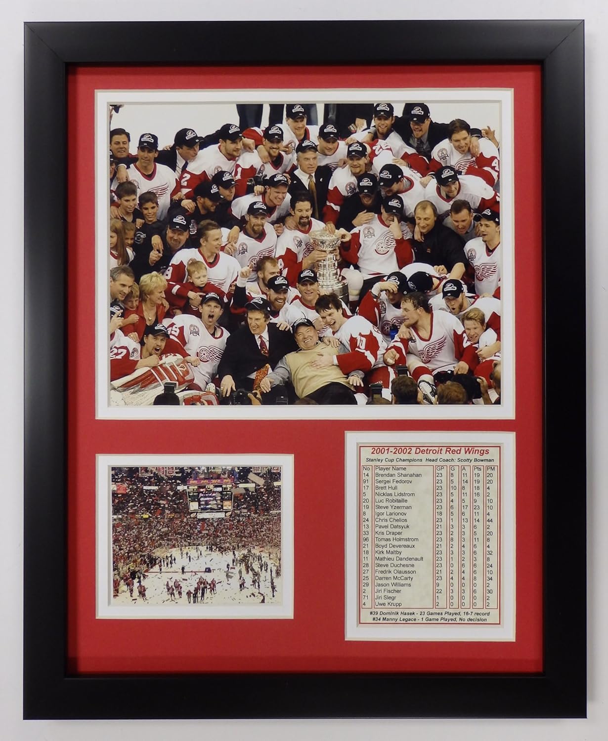 Legends Never Die NHL Detroit Red Wings 2002 Stanley Cup Champions Double Matted Photo Frame, 12" x 15", (12730U)