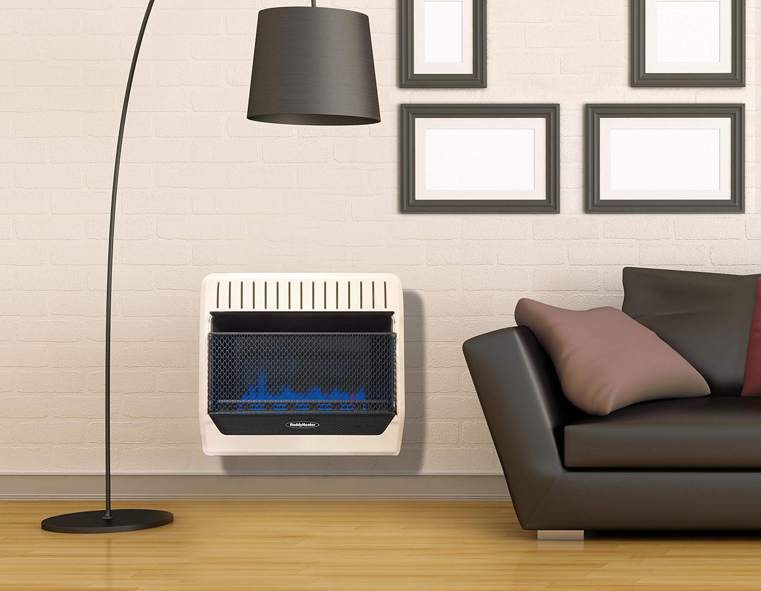 BWH10BFLP Manual Liquid Propane Flame Wall or Floor Mount Heater, 10K BTU, Beige/Tan/Blue