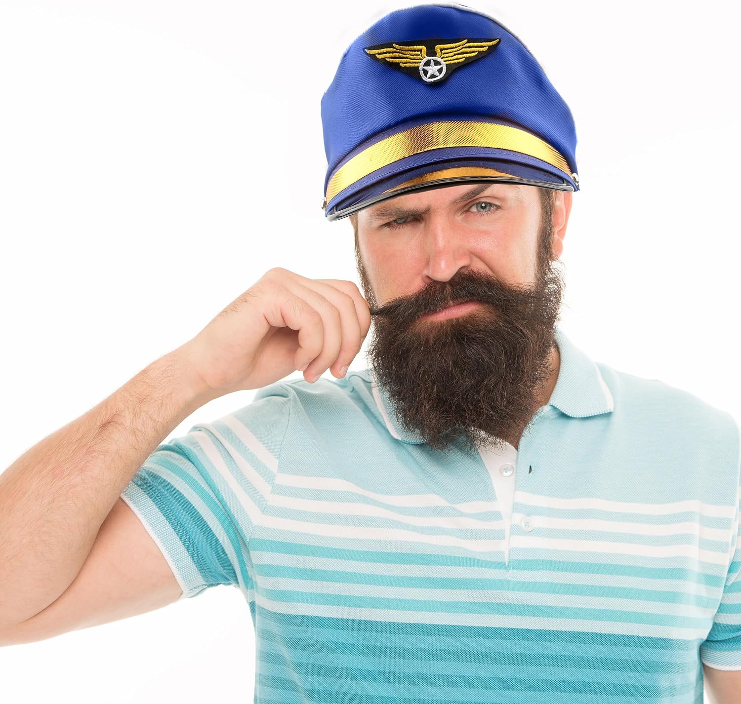 12 Pack Men Pilot Hats Airplane Hat Adjustable Airline Pilot Hat for Women Halloween Cosplay Costume Accessory