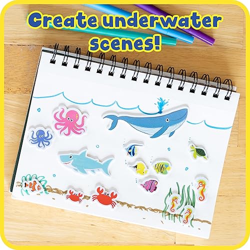 Miniatura 5 de READY 2 LEARN Calcomanías de espuma – Vida marina – Paquete de 168 – Calcomanías autoadhesivas para niños – Calcomanías 3D hinchadas del océano para