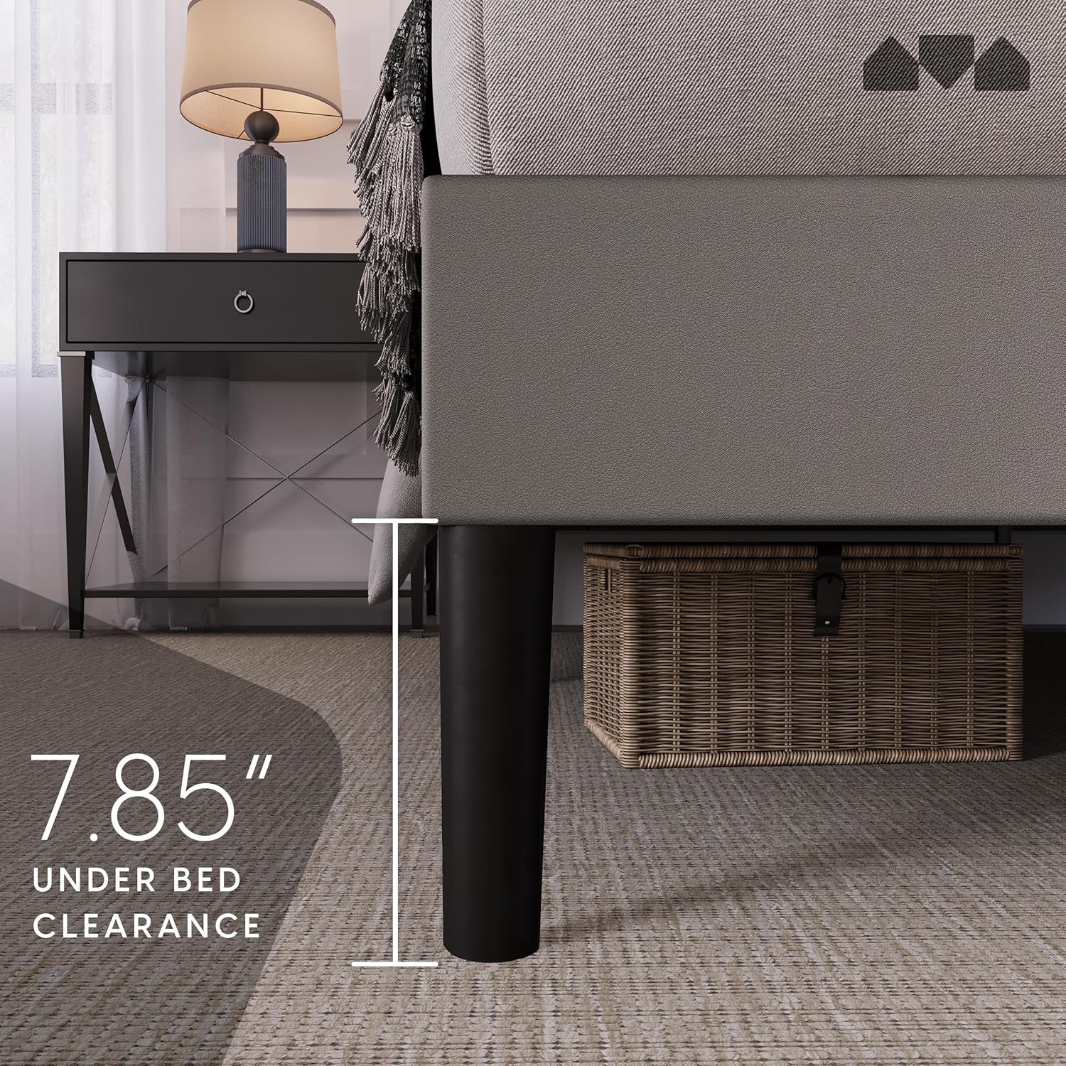 Milliard King Bed Frame, Upholstered Platform Bed Frame with Headboard, Strong Slats All Metal Support for Mattress Foundation, No Box Spring Needed, Easy Assembly, Modern Grey Bedroom Furniture - Image 8