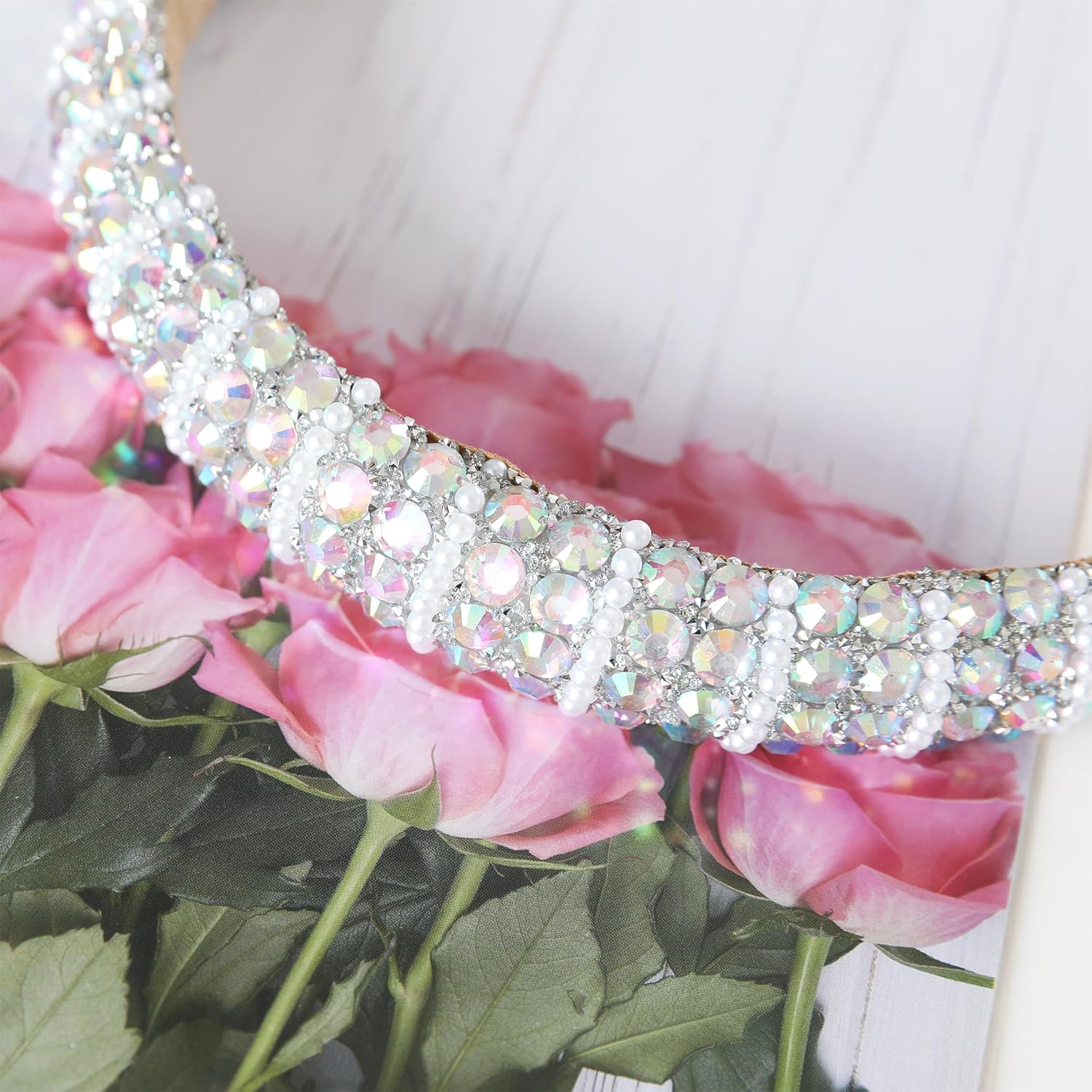 Silver Diamond Rhinestone Headbands for Women Girls Bling Sparkle Beaded Crystal Headband Jeweled Thick Padded Hairband Non Slip Glitter Hair Hoop Accessories A-Silver Rainbow - Image 5