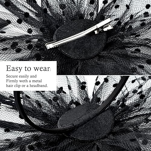 Miniatura 4 de Sombrero de tocados para mujer diadema de fiesta de té Kentucky Derby para boda cóctel flores malla clip para el pelo