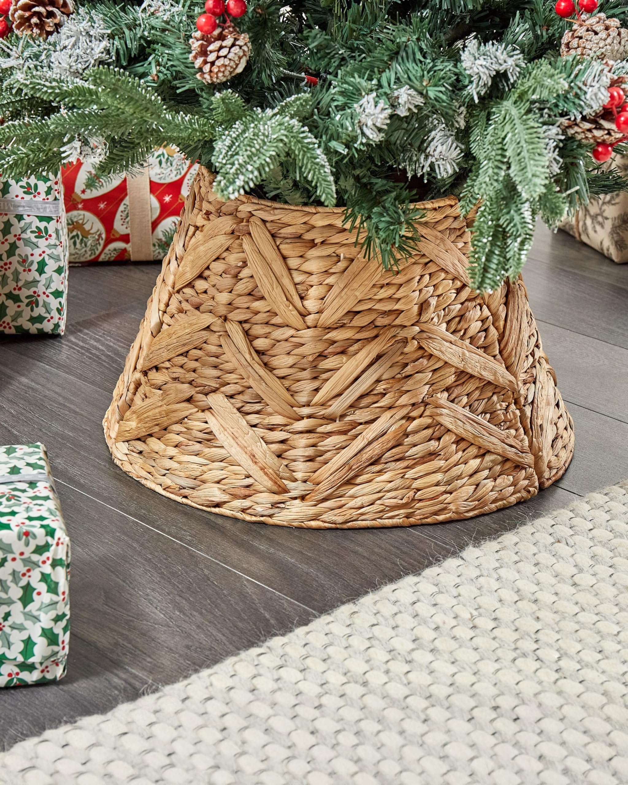Weihnachtsbaumkragen Wasserhyazinthe natürlich 45 cm Baumständer-Kragen Flateyri