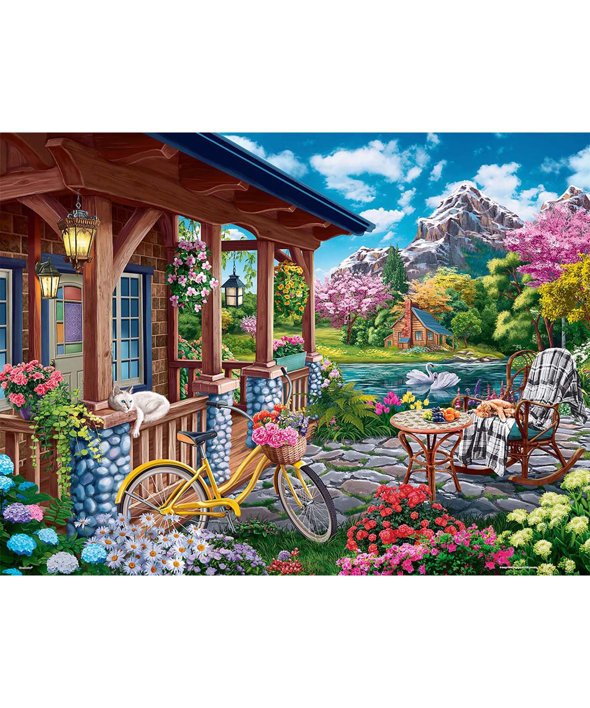 PieceRelax PieceClicks Plastic Jigsaw Puzzles for Adults 1000 Pieces - Image World - Colorful Lake House - 25.2 X 18.9 Inches, Most Satisfying Table Games, No Glue Needed [U1149]