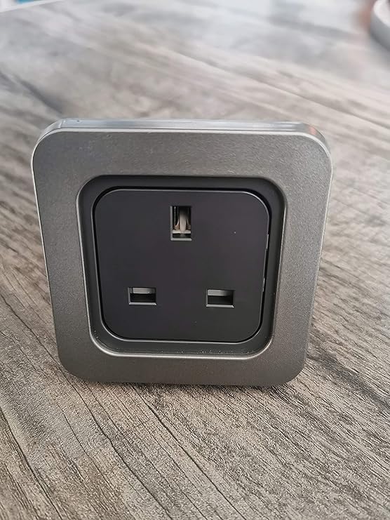 RT DeZigns Campervan Socket, 240v Single Cline Socket, Gun Metal Grey