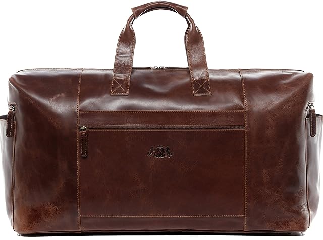 SID & VAIN Travel Bag Holdall Bristol XXL Duffel Bag Real Leather 65 cm Weekender Duffle Leather Bag Women and Men