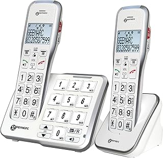 Geemarc Amplidect 595 Photo Twin - Loud Cordless Home Phone Set with Photo Memories, SOS Function and Large Buttons for Seniors - Medium to Severe Hearing Loss - Hearing Aid Compatible - UK version