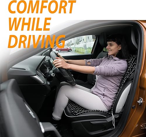 Miniatura 7 de ZONETECH Royal - Funda de asiento con cuentas de madera natural y funda de asiento cómoda con cuentas de madera negra (negro, paquete de 2)