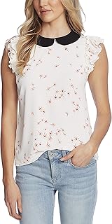 cece ruffle collar short sleeve blouse