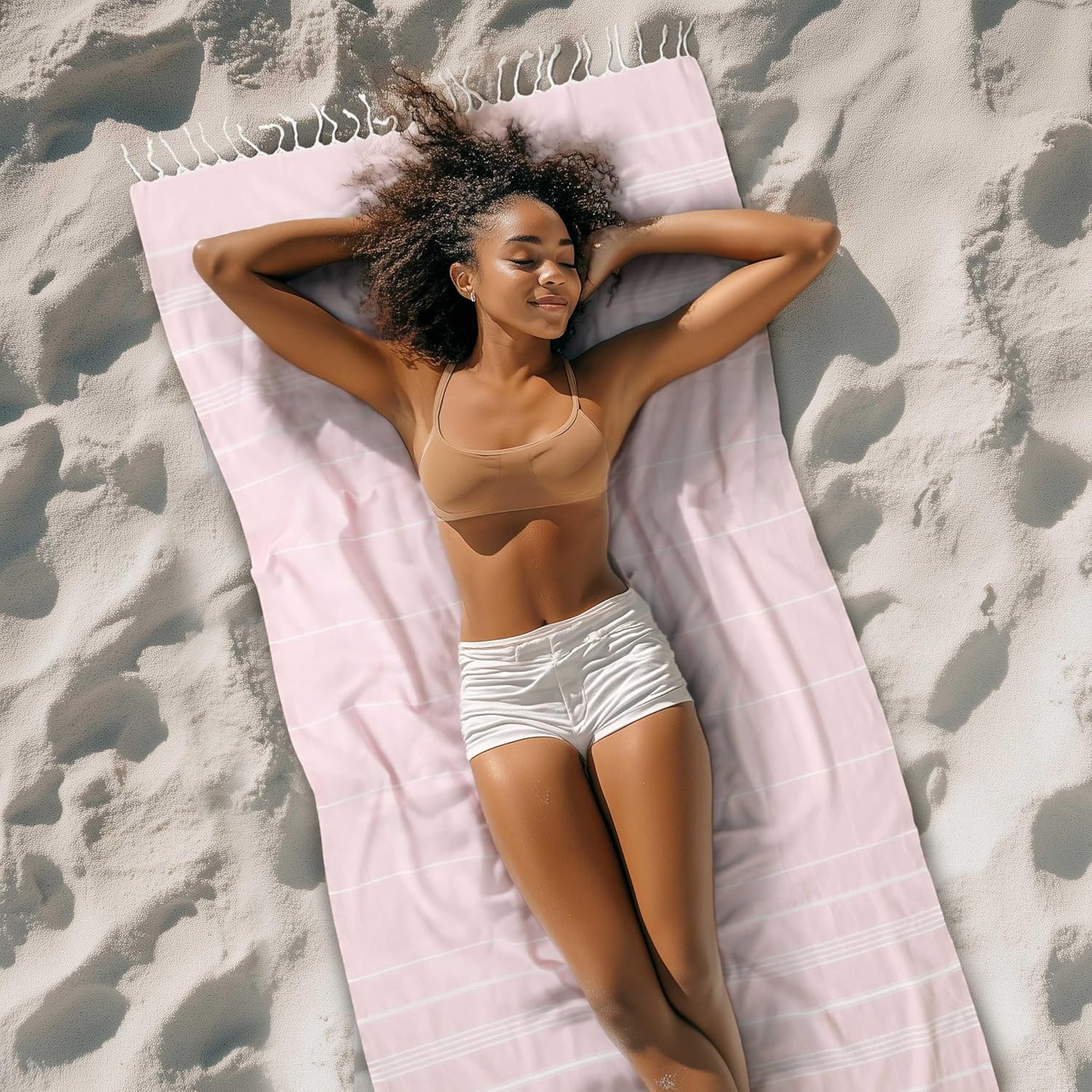 Cacala Lightweight and Thin Turkish Beach Towel 100% Cotton Sand-Free and Quick-Drying Goodness Perfect as an Extra Large Travel Towel, Beach Accessory, or Gift for Beach Lovers, 37 x 70 image 3