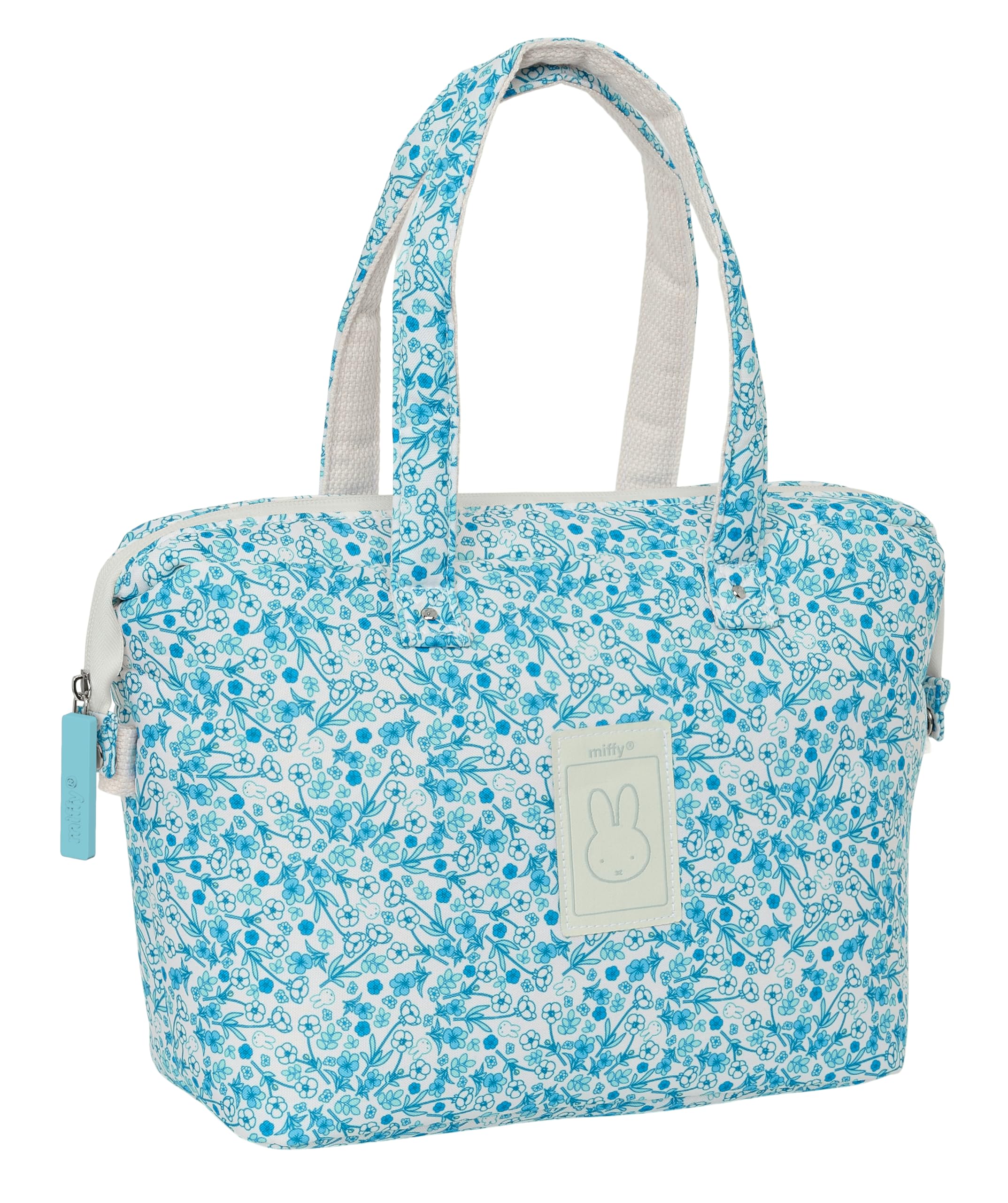 Safta MIFFY MUM GARDEN Duża kosmetyczka z uchwytami, materiał z recyklingu, wodoodporna, praktyczna i wygodna, wytrzymała i wszechstronna, 27 x 12,5 x 24,5 cm, kwiatowo-turkusowa, Turkusowy kwiatowy,