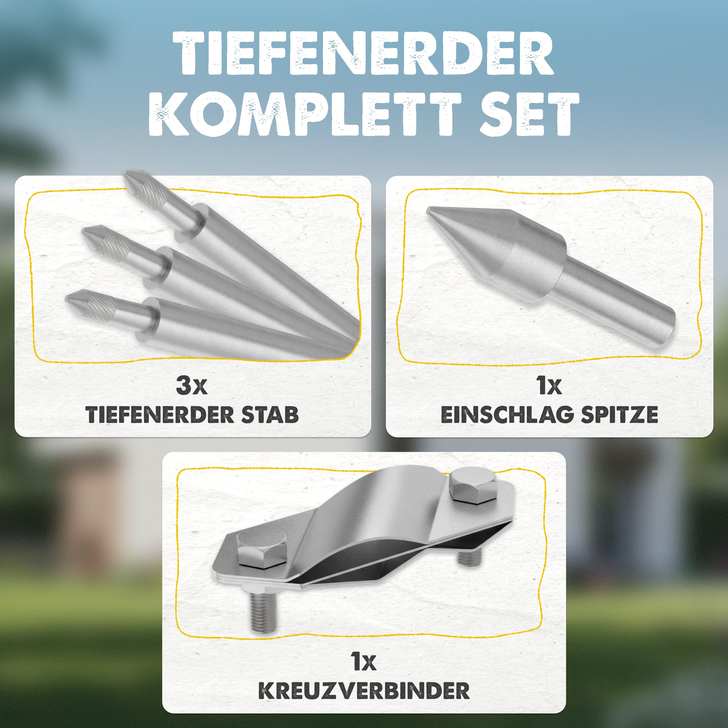 Set completo da 3 m, diametro 20 mm, in acciaio inox V4A, picchetto di messa a terra, picchetto di terra, picchetto di terra, cavo di messa a terra, binario di messa a terra, nastro di messa a terra