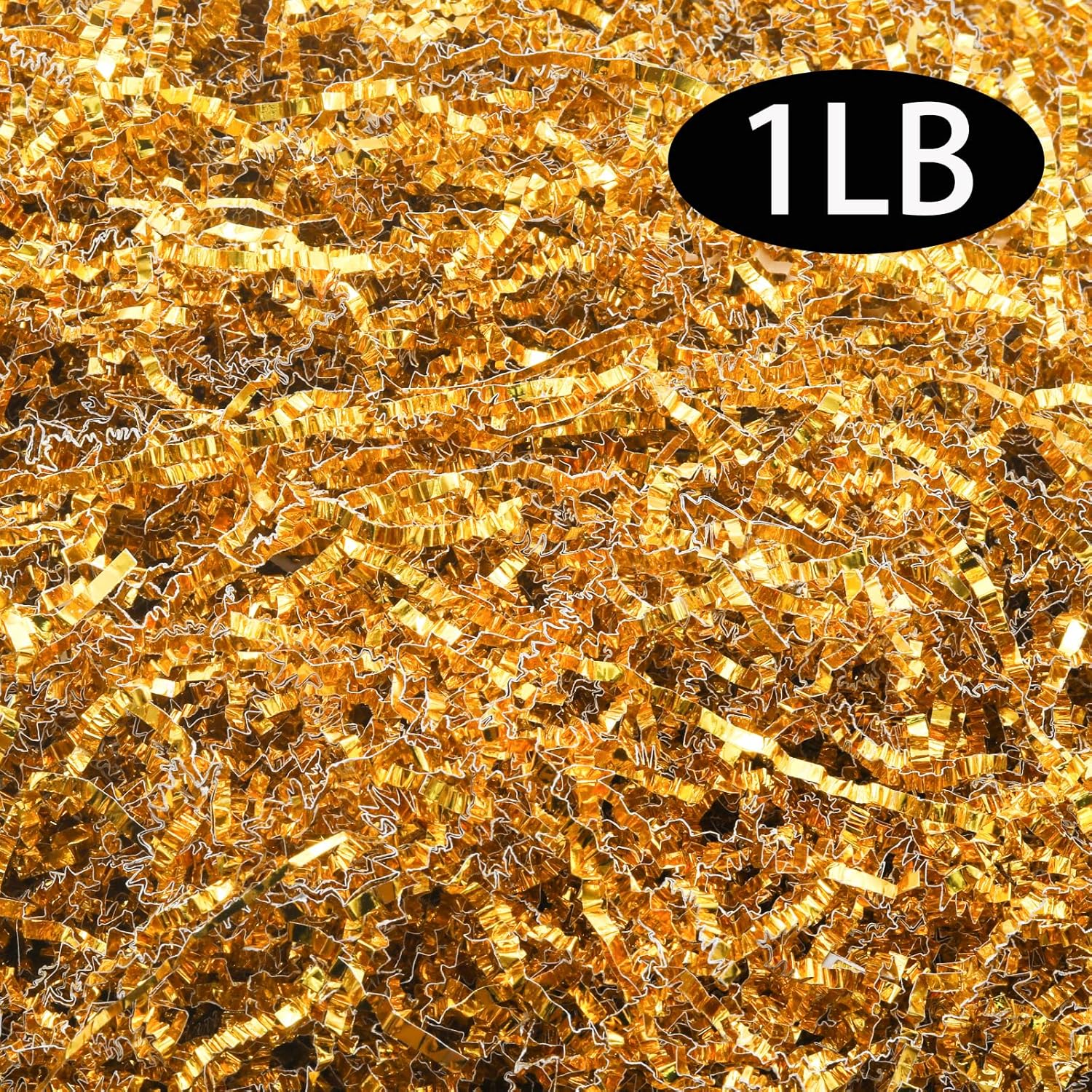 Funstreet 1LB Crinkle Cut Paper Shredded Paper Filler Gold Confetti Shreds for Gift Baskets Gift Box - Image 2