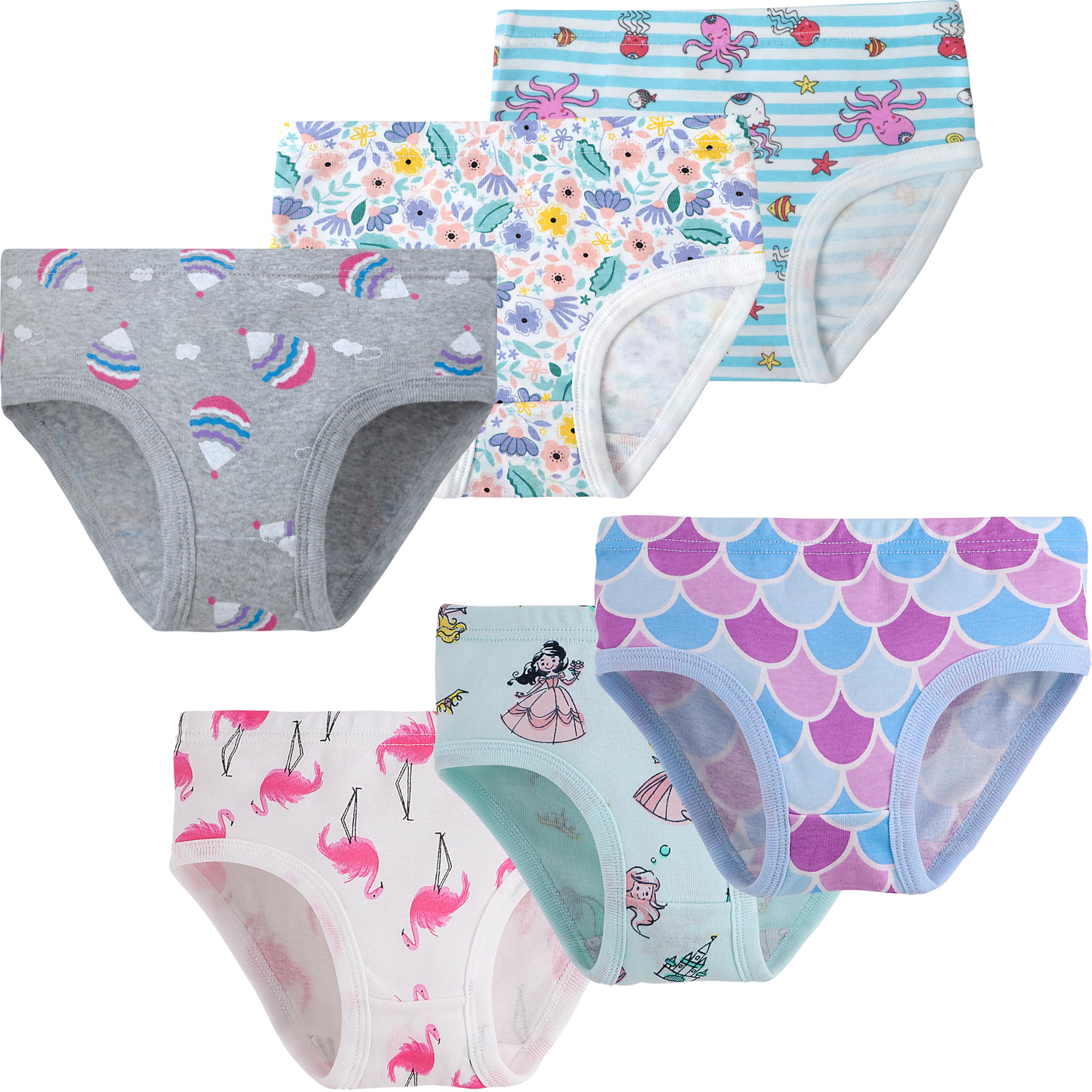 Naivete Girls Underwear Little Kids Cotton Breathable Comfort Briefs Children Panties Pack of 6
