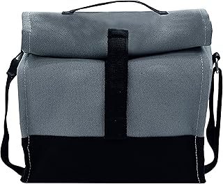 Marine Pearl Cotton Sling Thermal Lunch Tiffin Bag With Bottle/Spoon/Holder, Separate Sauce And Tissue Pocket For Office, College For Men, Women And Kids (Smokey Grey) - 1 Ml