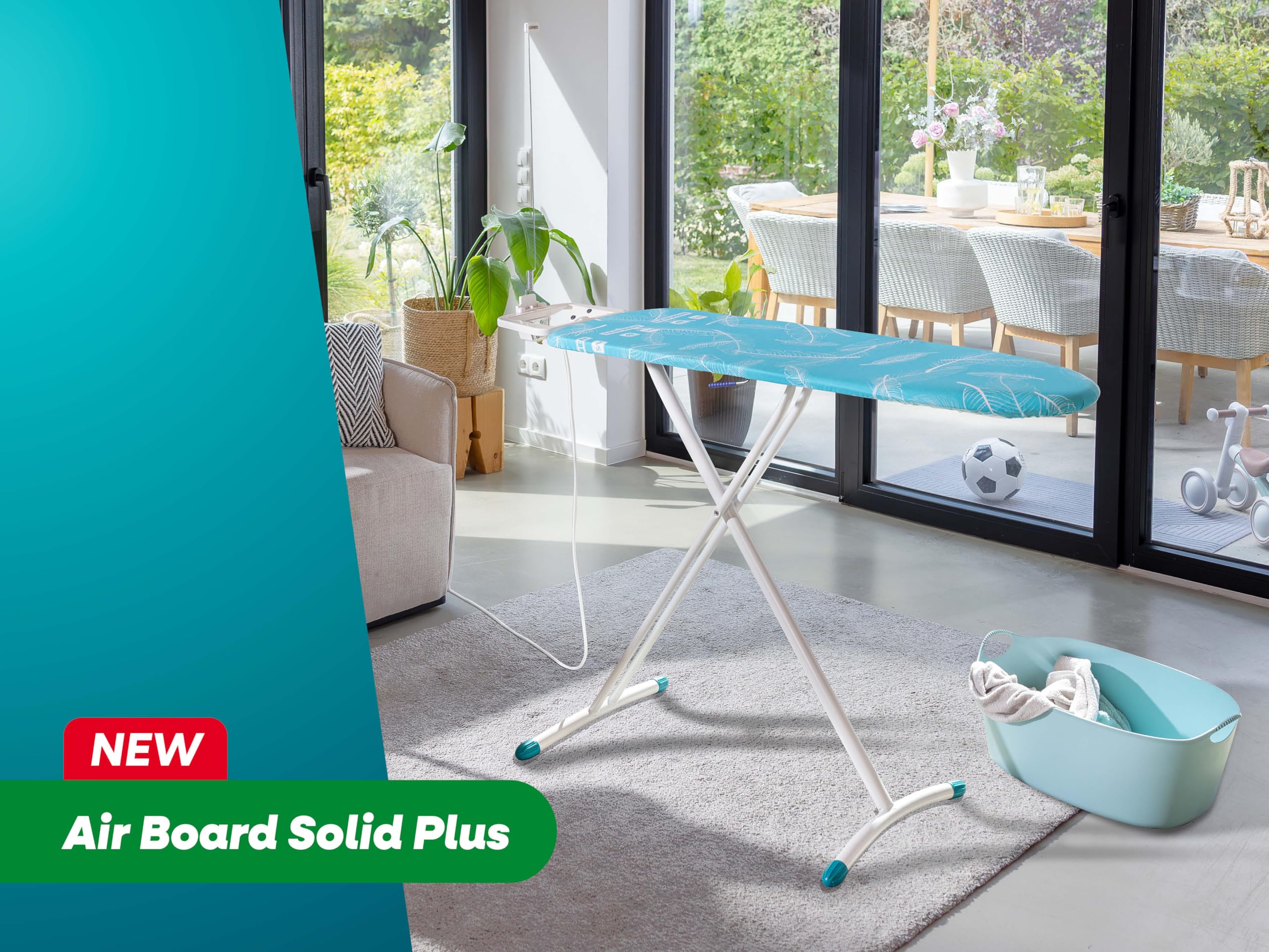 Leifheit Air Board M Solid Plus Bügeltisch 120 x 38 cm höhenverstellbar mit Steckdose und Kabelhalter