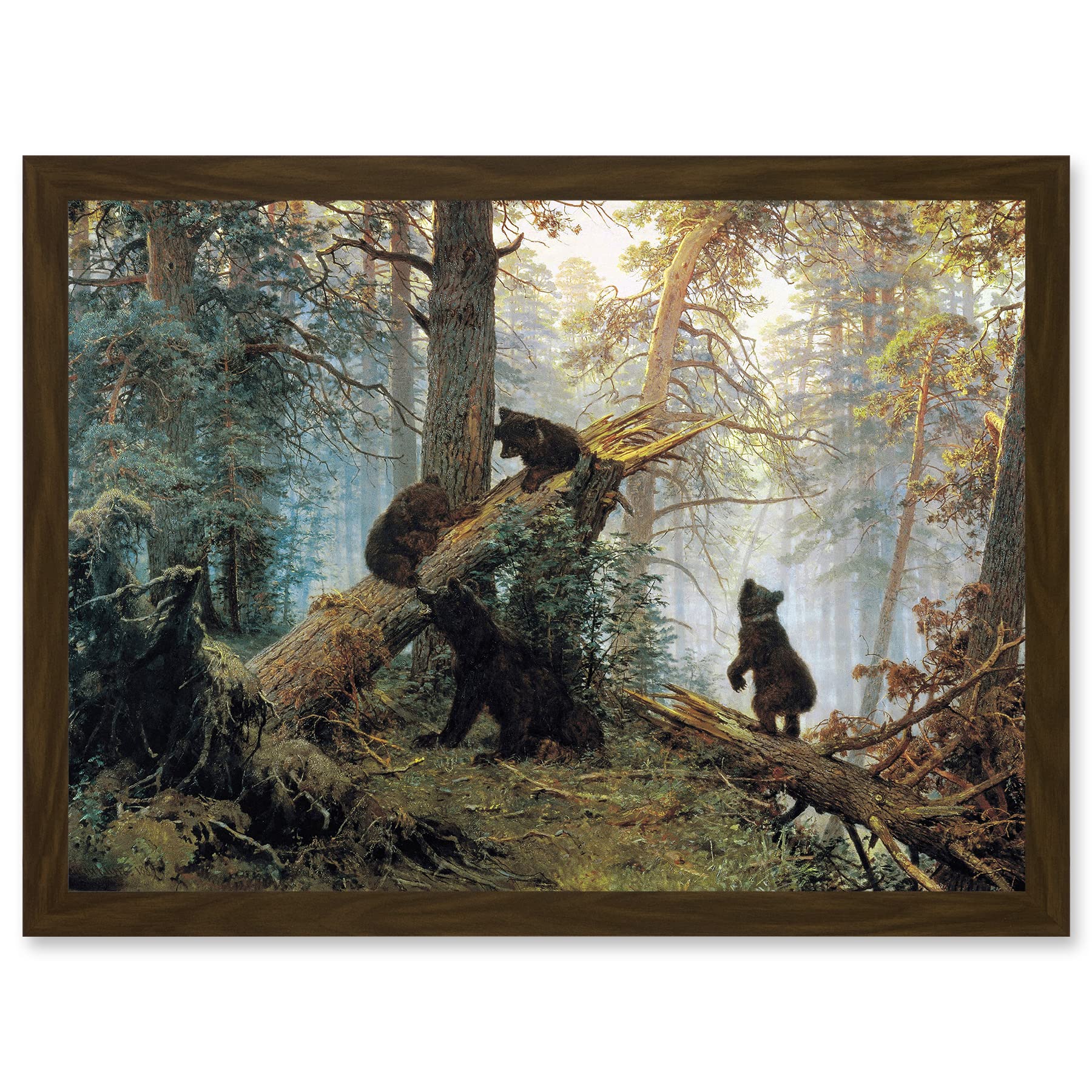 Artery8 Ivan Shishkin Morning In Pine Forest Shishkin Ivan Bears Artwork Framed A3 Wall Art Print