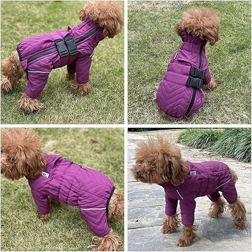 Miniatura 7 de Chaleco cálido de doble capa para perro, 4 patas cubiertas, resistente al viento, impermeable, reflectante para perros pequeños, medianos y grandes,