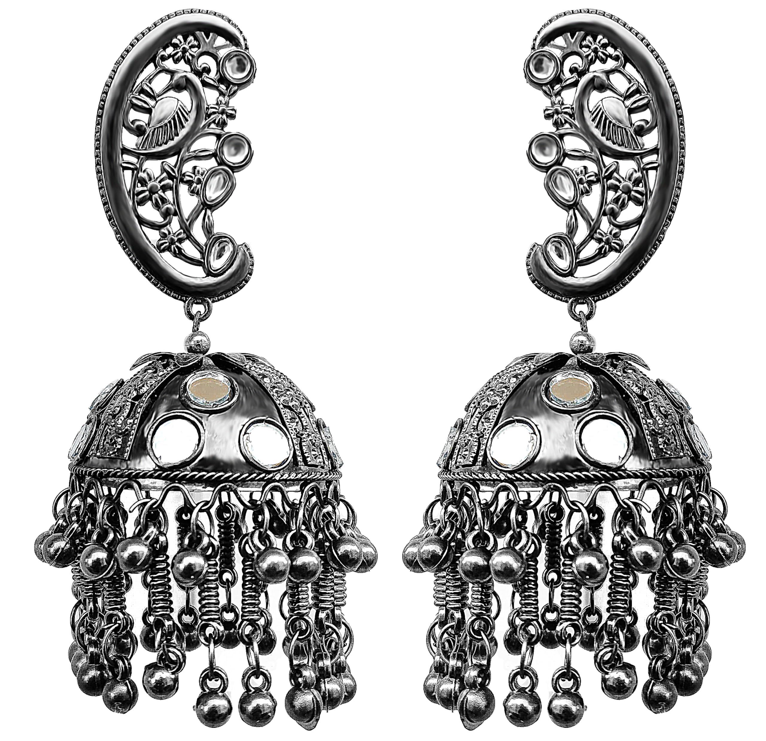 Mudtale Ethnic Style Black Oxidised Oxidized Earrings German Silver Black Metal Polish Designer Earring With Jhumka Jhumkas for Girls & Women (B0CV429MHG) Amazon Price History, Amazon Price Tracker