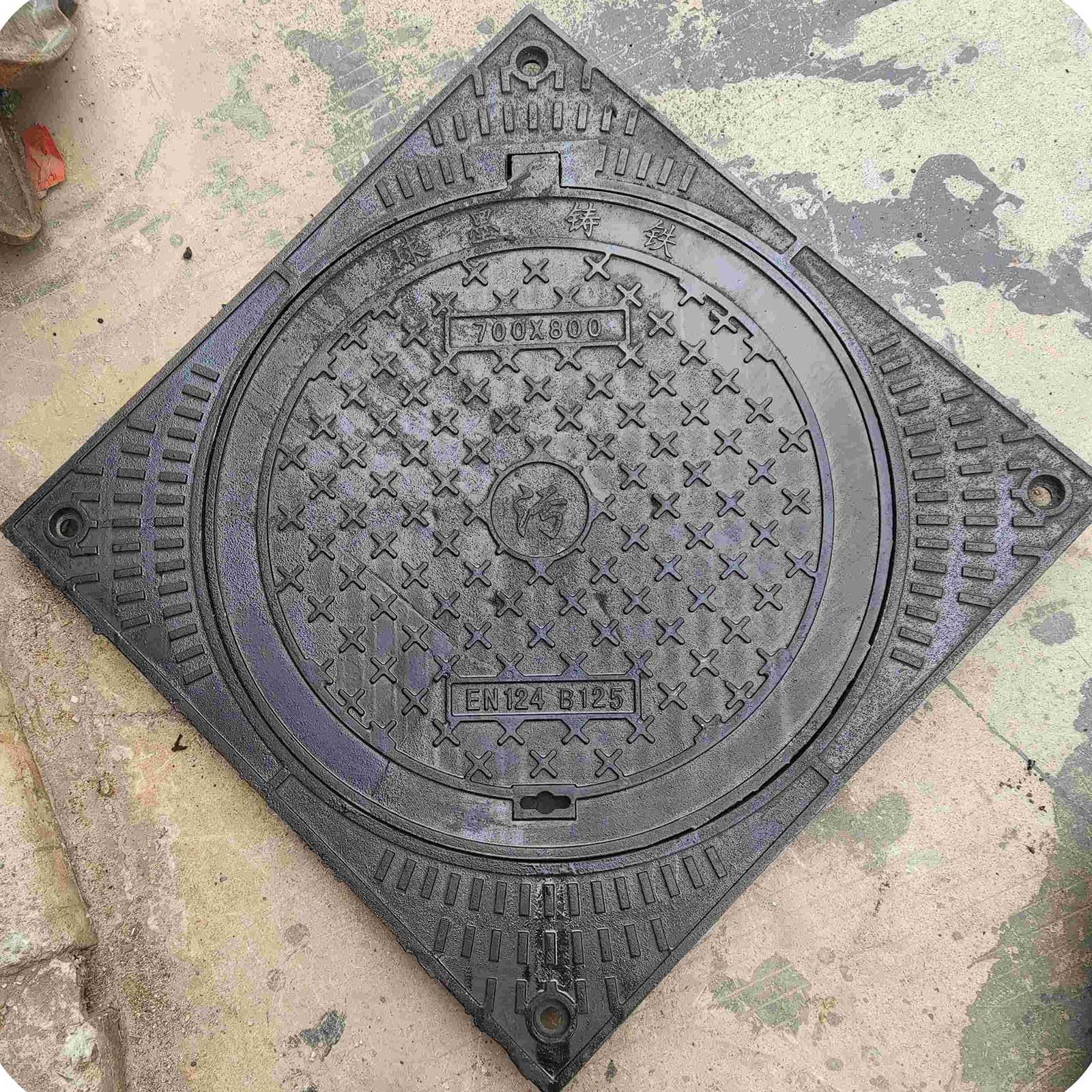 Gietijzeren Putdeksel en Frame, Septische Tankdeksel met Voet, Zware Metalen Inspectiedeksel, Sterk Dragend, voor Oprit, Beton