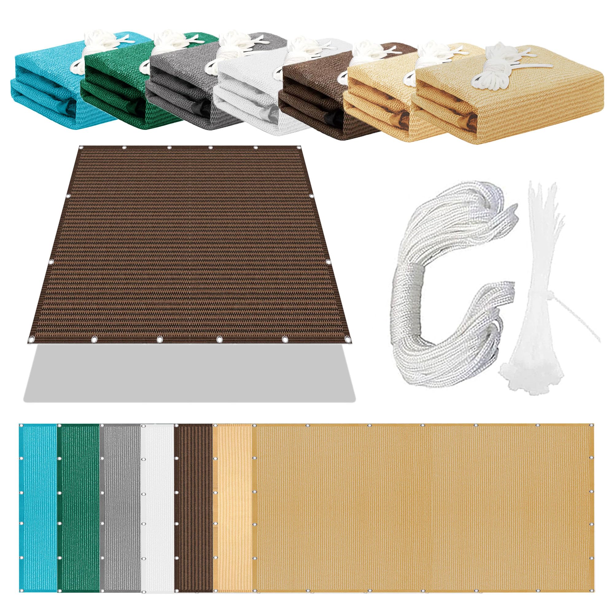 Voile d'ombrage respirante 240 x 380 cm marron avec 4 cordes de fixation