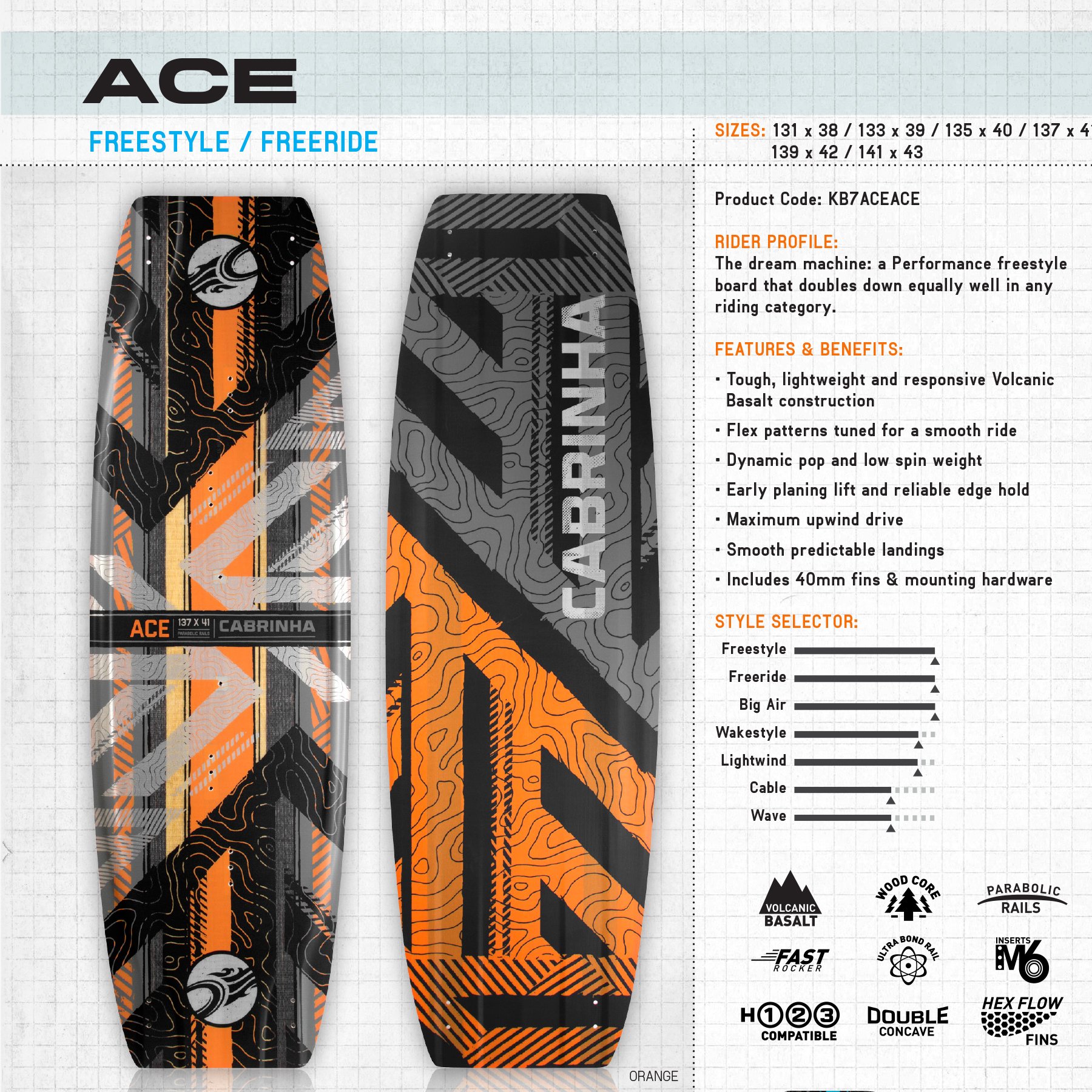 Cabrinha Ace Bo 2017 Tavola, Unisex Adulto