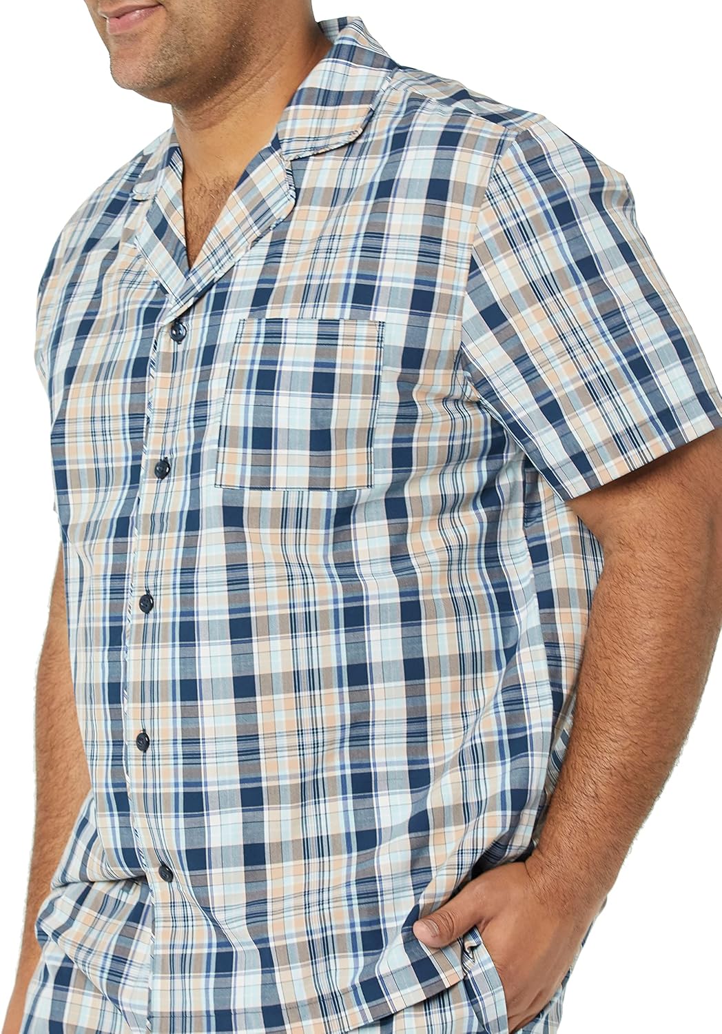 Amazon Essentials Mens Lightweight Woven Short Pajama Set with Notch Collar and Button Loungewear - Image 5