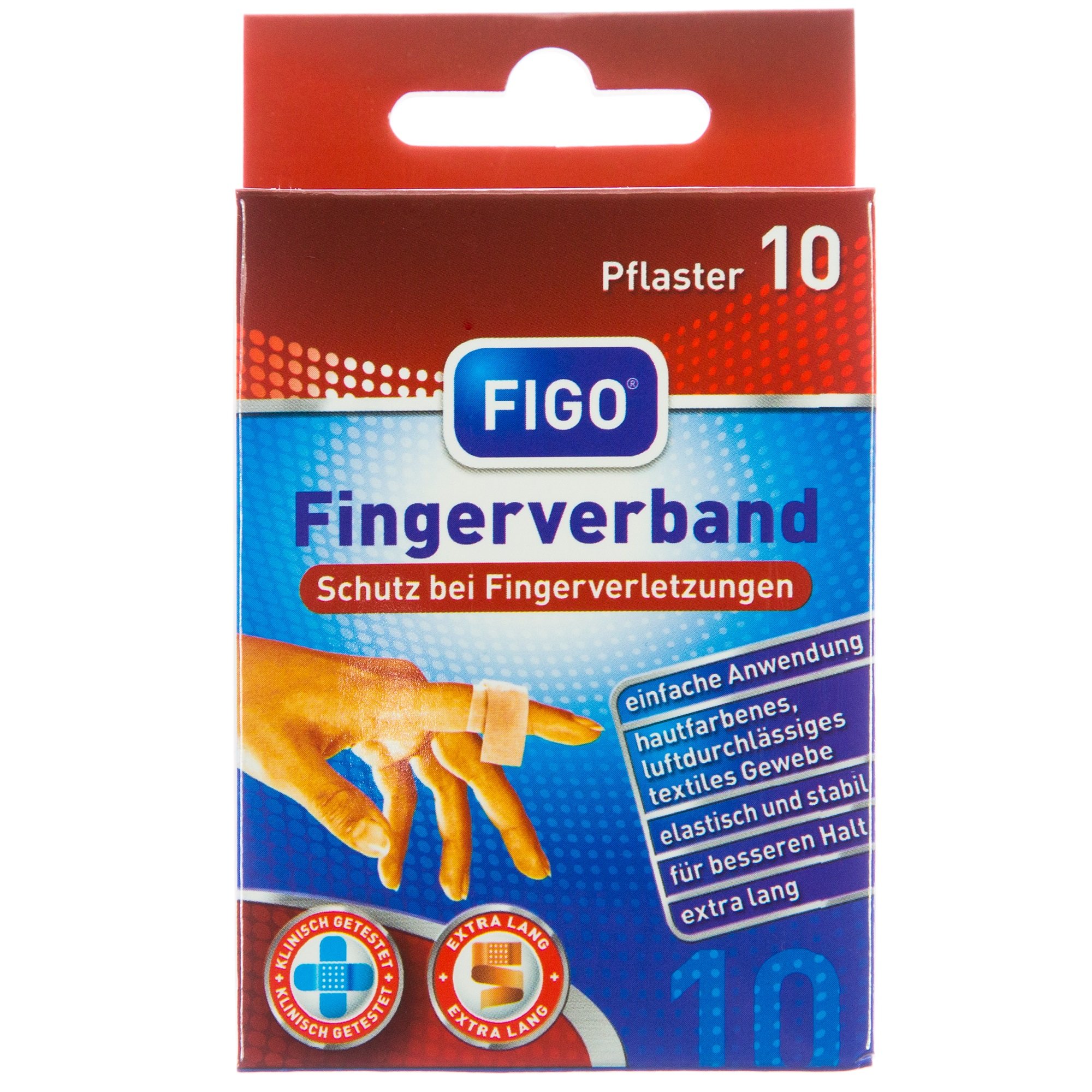 FIGO Fingerverband (Wundpflaster) Lang 12 cm x 2 cm, 10er Set