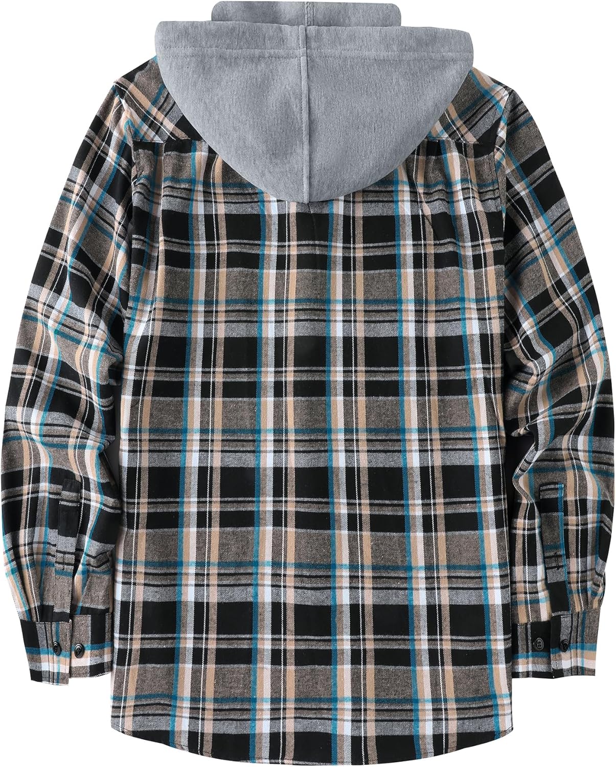 Mens Plaid Button-up Hoodies Loose Fit Long Sleeve Cotton Casual Tops Lightweight Hooded Flannel Shirt with Pockets - Image 3