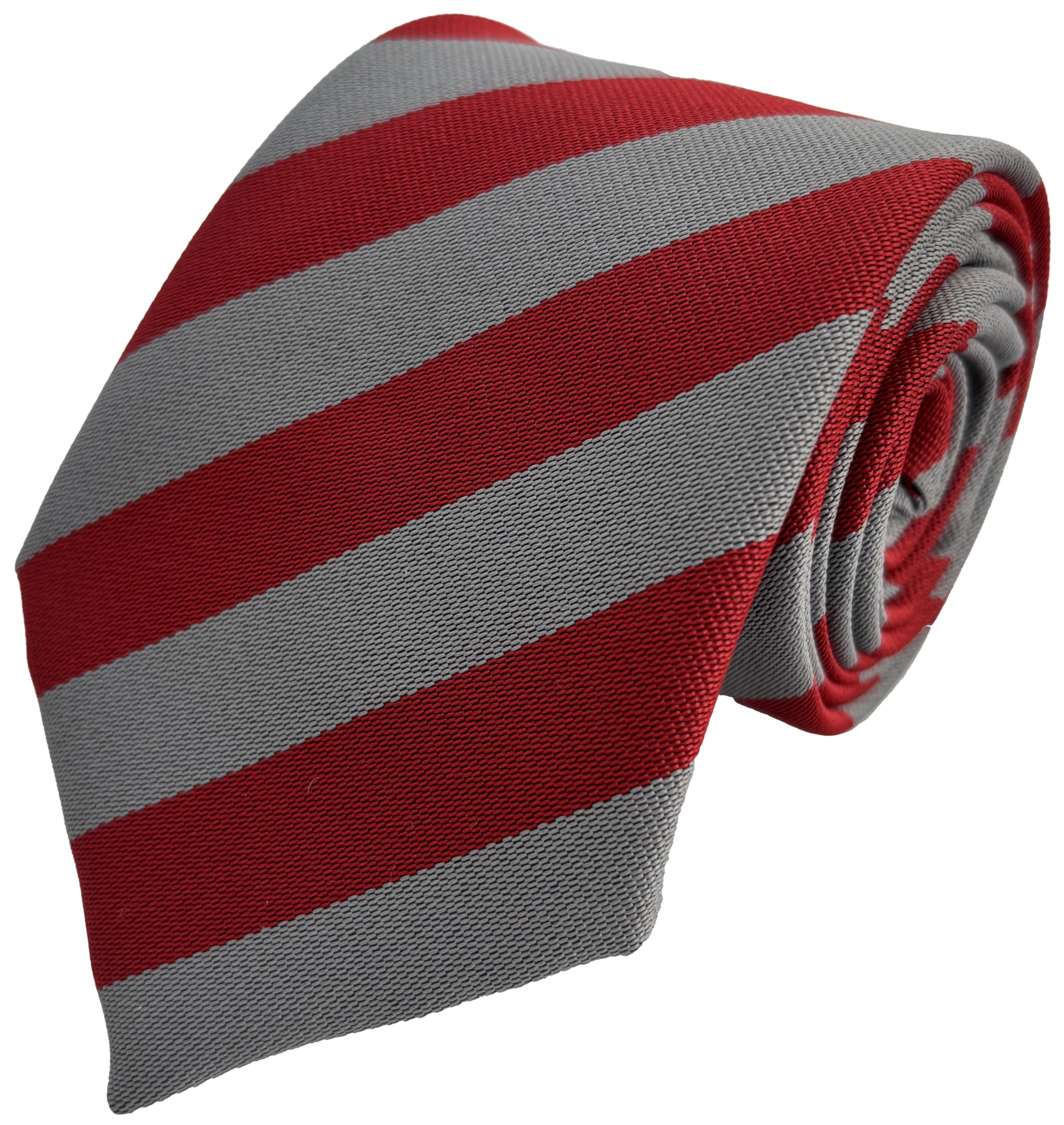 Great British Tie Club School Ties (23 Block Stripe Colour Variations) (Red & Grey)
