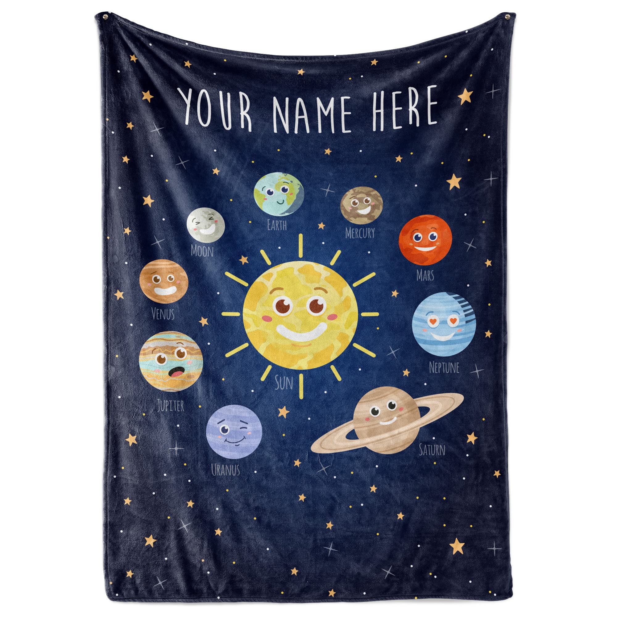 Custom Space Blanket for Kids | Warm Fleece Throw | Room Decor | Plush Flannel Toddler | Soft Cozy Star Galaxy | Personalized Baby Gift (Space V1, Fleece - 60x80)