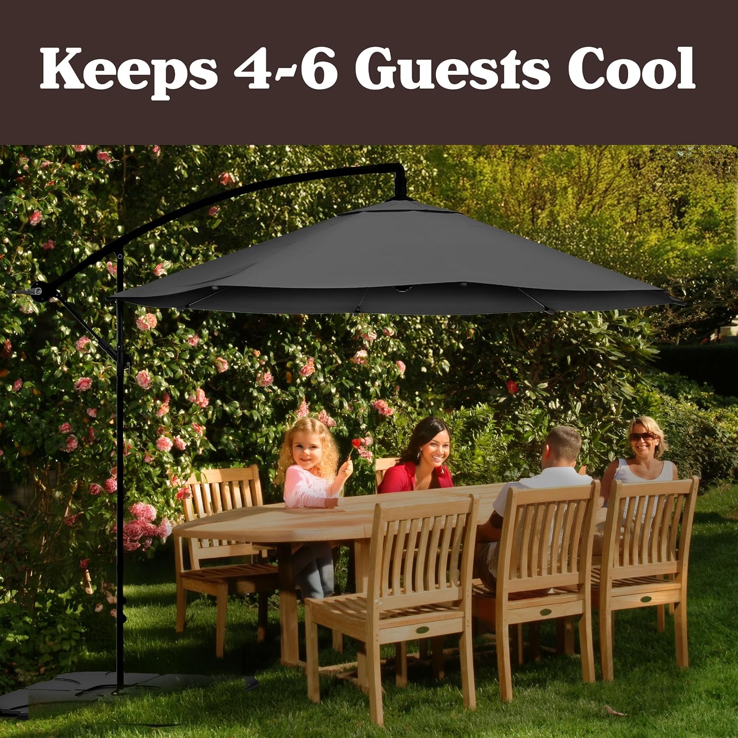 10 Ft Offset Cantilever Patio Umbrella - Fade-Resistant Shade Umbrella Outdoor Patio Canopy with Cross Base for Garden, Lawn, Deck, Yard or Pool by Pure Garden Gray