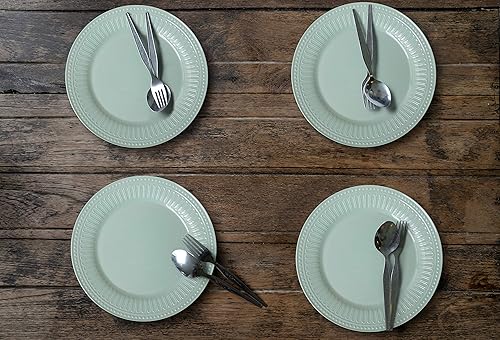 Miniatura 6 de Trina Turk Juego de 4 platos de melamina irrompibles, ligeros para interiores y exteriores, para entretenimiento en el hogar, barbacoas, picnics,